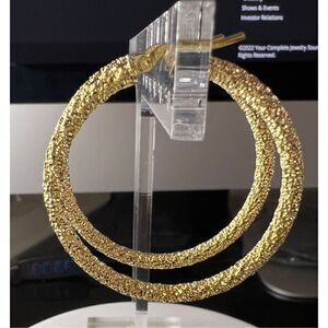 Italian 14k Yellow Gold Diamond Cut Hoop Earrings
